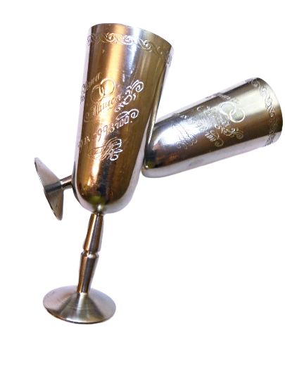 Винтаж свадебные бокалы из нержавеющей стали для Миши и Светы 1998 г