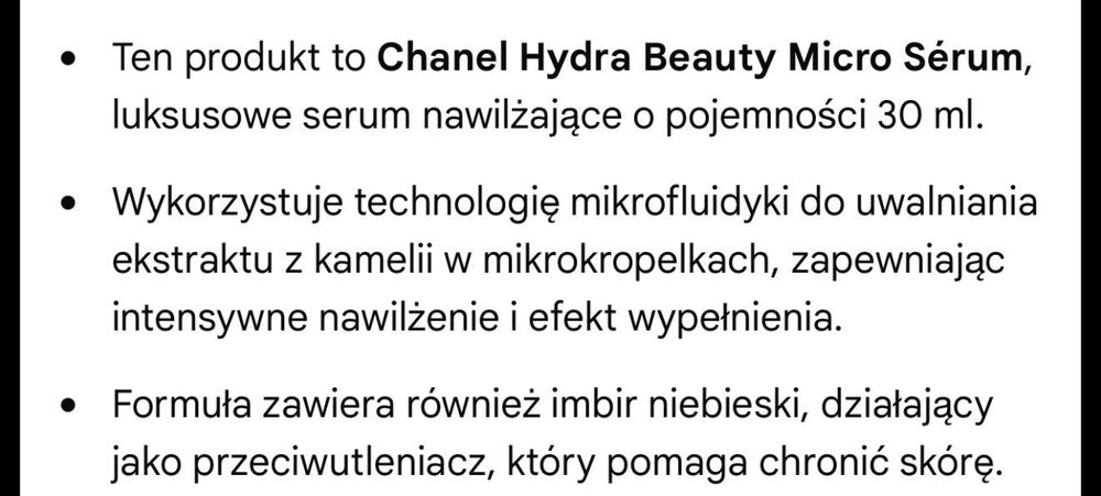 CHANEL Hydra Beauty serum 30 ml nowe zafoliowane org.