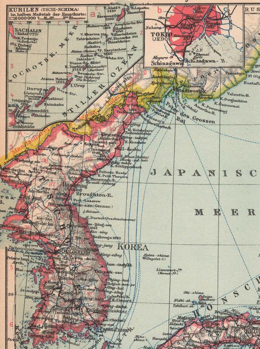 Japonia Korea Tajwan. Stara mapa 1929 r. oryginał