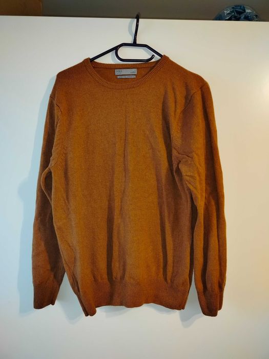 Sweter wełniany karmelowy brązowy L