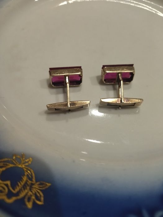 Запонки серебро позолота 875 звезда СССР.