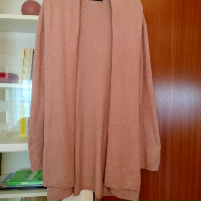 Casaco de malha fina rosa velho Zara S/Estado irrepreensível