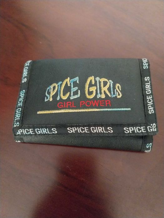 Carteira preta, Spice Girls, com espaço para cartões, notas e moedas