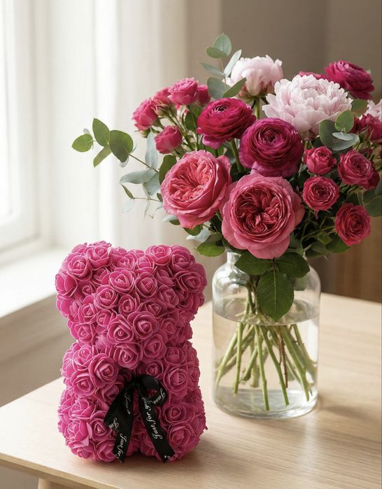 ІДЕАЛЬНИЙ Подарунок на 8 БЕРЕЗНЯ ведмедик з троянд 3D