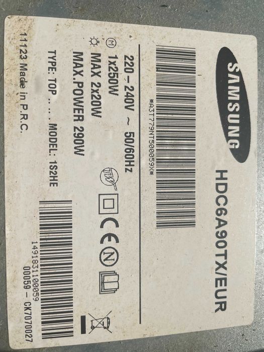 Płytka panelu sterowania Okap Samsung HDC6A90TX/EUR + panel szklany