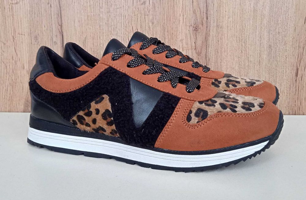 Французькі жіночі кросівки, демі кеди коричневі з принтом, р. 40