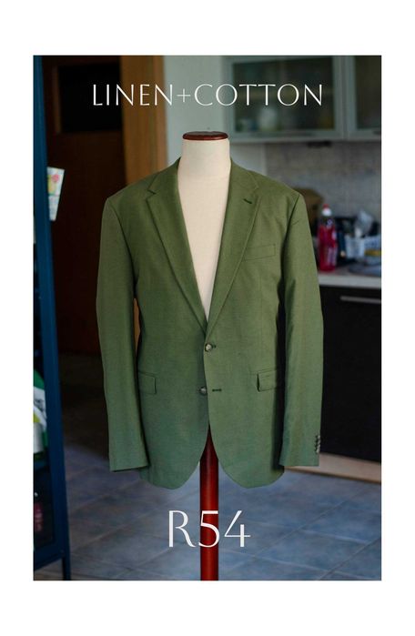 Letnia marynarka zielona C&A Premium, Len+Bawełna, r54, półpodszewka