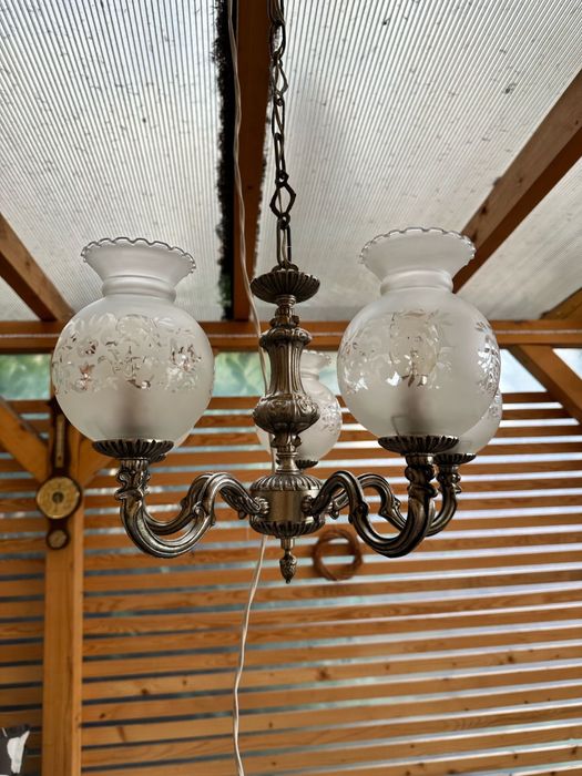 Zyrandol srebny 5 ramion vintage