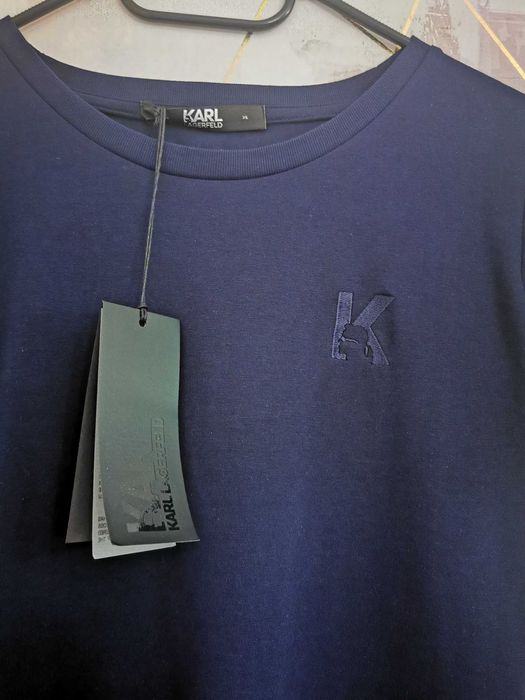 Granatowy T-shirt koszulka damska. Karl Lagerfeld XL