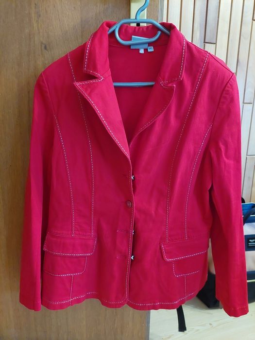 Elegancki Czerwony Żakiet Lafeinier (3XL, 97% Bawełna) - Stan Bardzo D