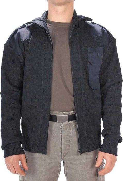 MIL-TEC Sweter Wojskowy Taktyczny Z Kieszeniami Navy Blue 48 Rozpinany