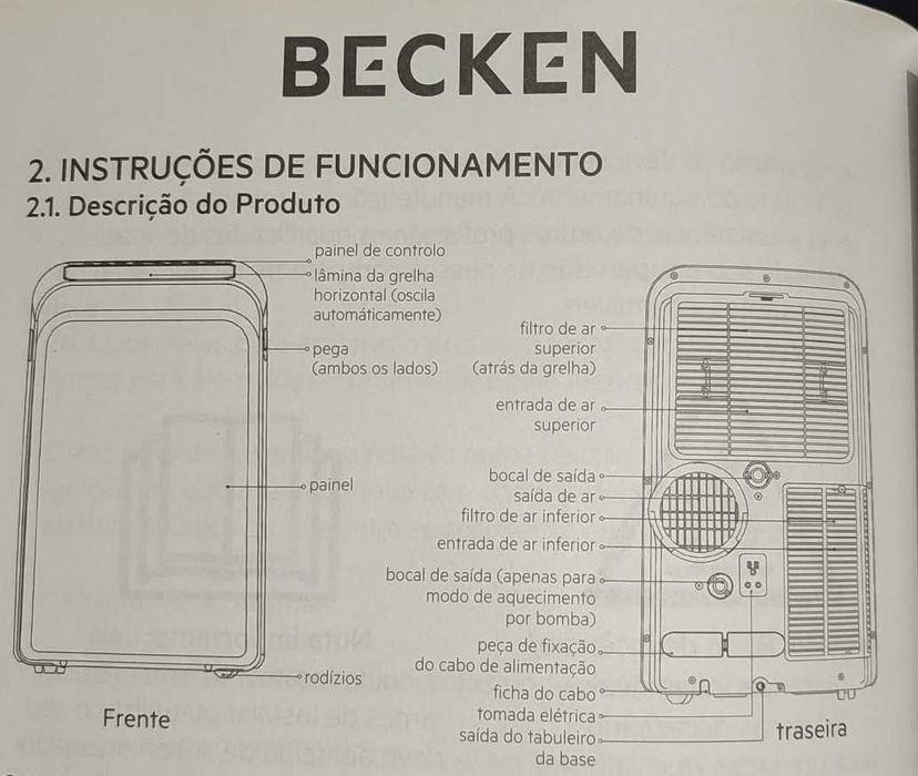 Ar Condicionado e Desumidificador Portátil  - Becken