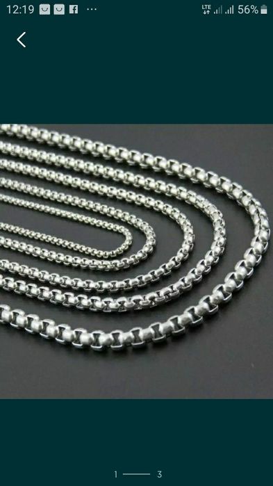 Łańcuszek wysoka jakość 60,cm inne dług. sploty stal 316L