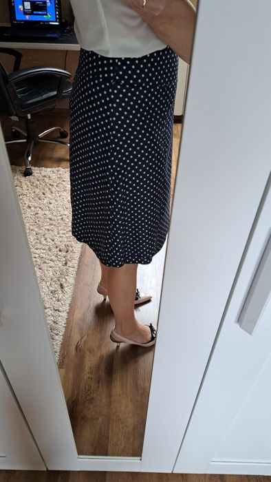 Supermodna Elegancka spódnica w kropki groszki rozm  L