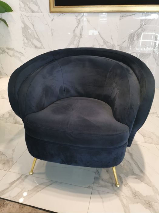 Sofa Pultrona Azul / Pes Dourados - Design