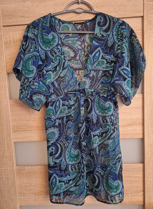 Bluzka tunika szyfonowa z kimonowym rękawem