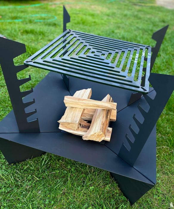 Palenisko ogrodowe z funkcją grilla – składane, solidne!