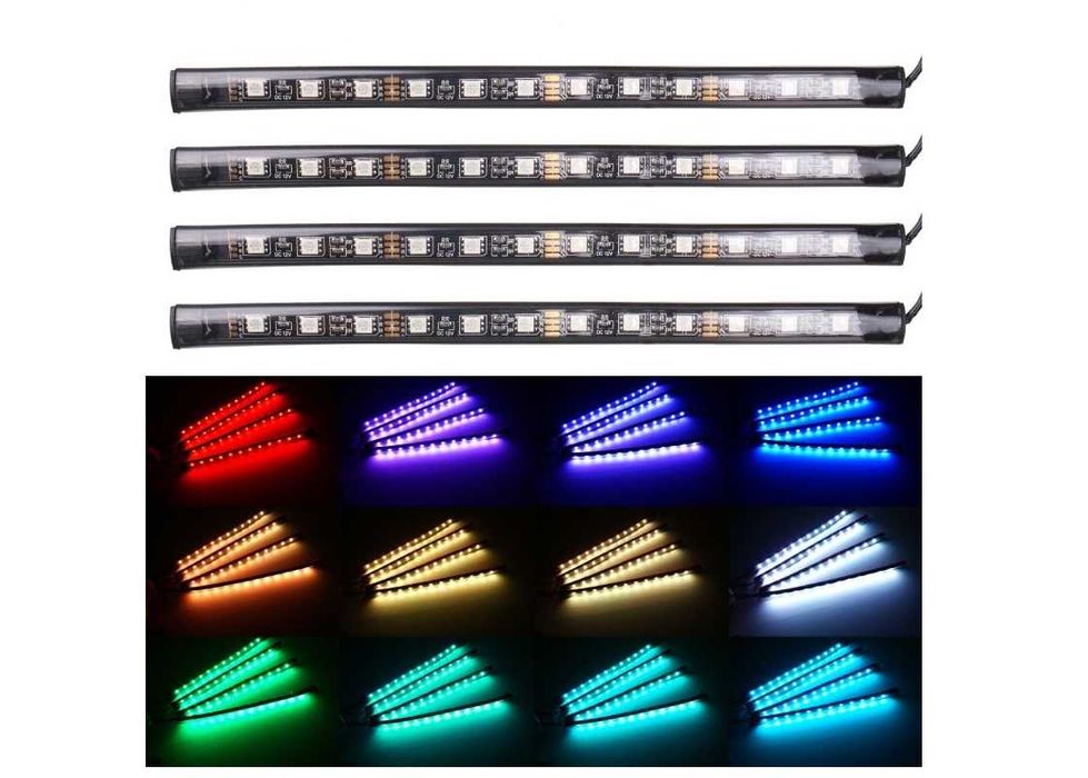 АКЦИЯ!!!Led подсветка салона , подсветка авто 4х9 RGB, многоцветная ДУ