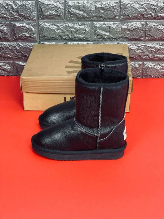 Последняя пара 37 размер !! Высокие угги на замке/ Ugg кожаные черные
