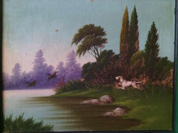 Картина маслом "охота" 54 см х 43 см (на фанере ) ( где то 60х )