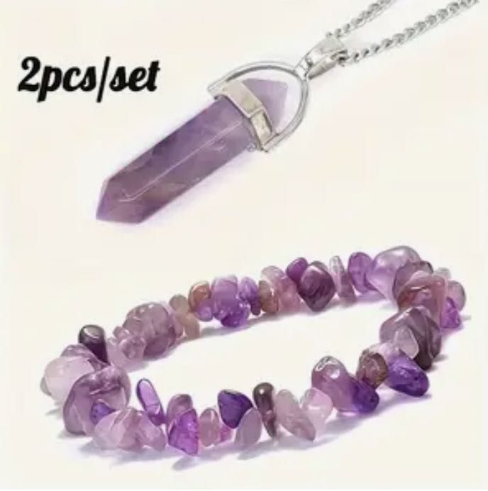 Colar + Pulseira Roxo