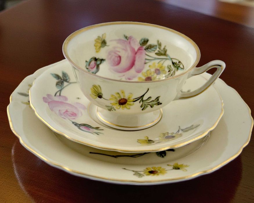 Zestaw śniadaniowy Thomas Ivory kwiaty Bavaria 1945r