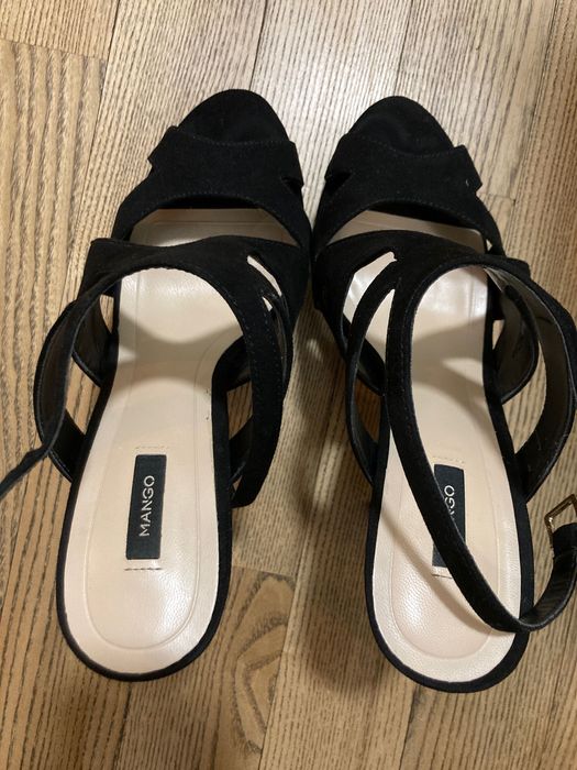 Czarne szpilki sandałki na szpilce Mango 38 sylwester seksowne