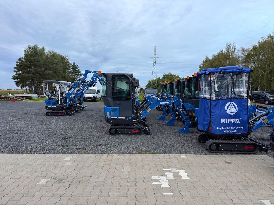 RIPPA R06 R10 R13 R15 R18 R22 PRO Minikoparka z kabiną i bez kabiny kamera silnik Kubota 2 i 3 CYLINDRY rozsuwane gąsienice Transport GRATIS