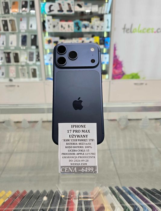 Iphone 17 Pro Max 1TB Bat 100% Gwarancja! Telakces Felicity *Raty 0%