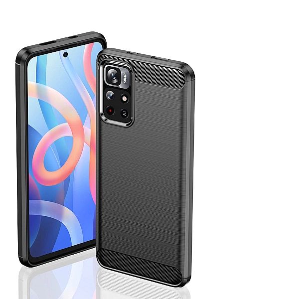 Carbon Case elastyczne etui pokrowiec Poco M4 Pro 5G czarny