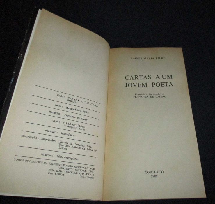 Livro Cartas a um Jovem Poeta Rainer-Maria Rilke Contexto 1986