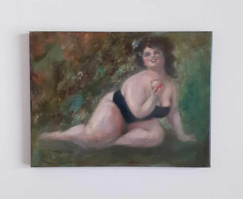 Kusicielka. Obraz olejny na płótnie. 30 X 40 cm