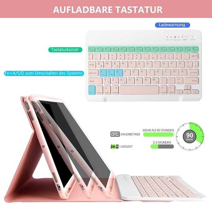 Etui z klawiaturą do iPada 9/8/7. generacji 2019-2021 Air 3 Gen 2019/Pro 10.5 2017 QWERTY