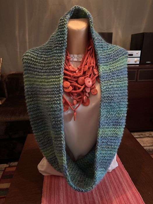 Komplet zimowy czapka plus szeroki komin Handmade 30% wełny