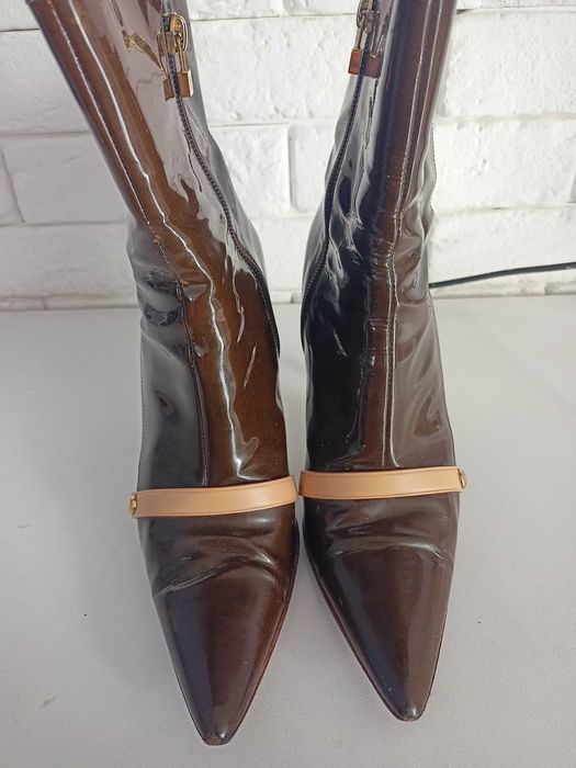 Buty botki lakierowane szpilki louis Vuitton