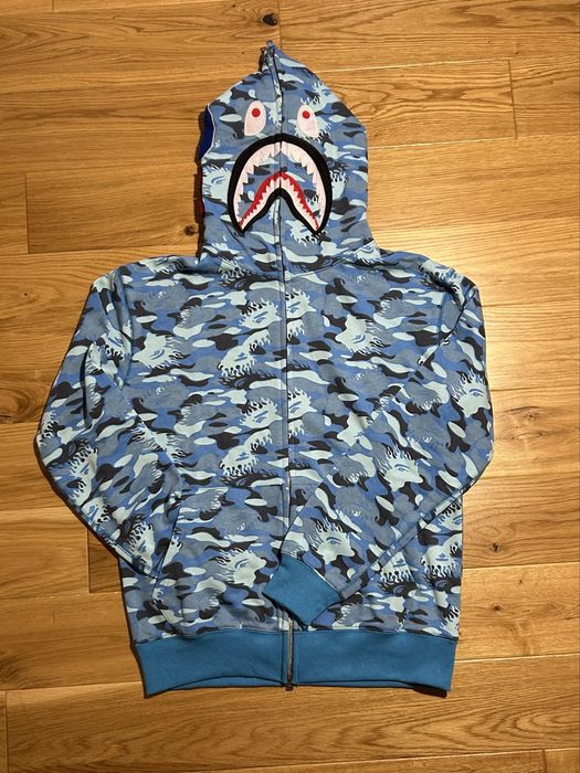 bluza niebieskie camo bape shark