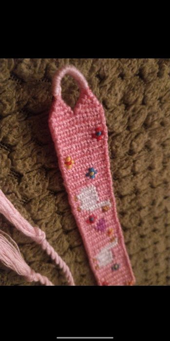 Bransoletka lama różne rodzaje z muliny różowa róż kwiaty