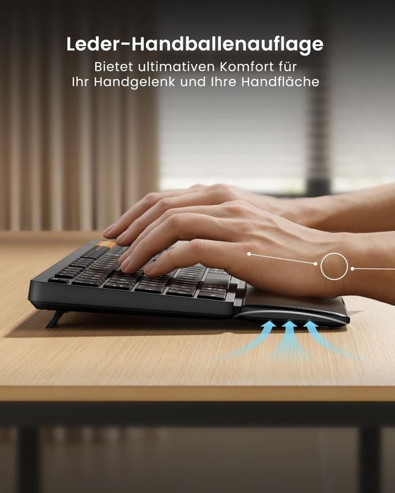 ProtoArc Zestaw Klawiatura i Mysz Bluetooth z Podpórką QWERTZ