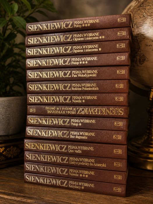 Zestaw książek Sienkiewicz skórzana oprawa
