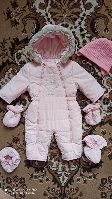 Комбінезон з шапочкою  ведмедиком для дівчинки 62 р ,