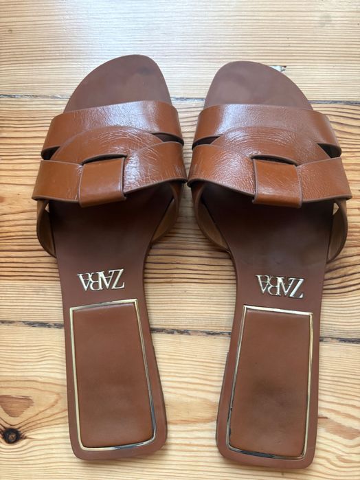 Klapki Zara 37 skórzane