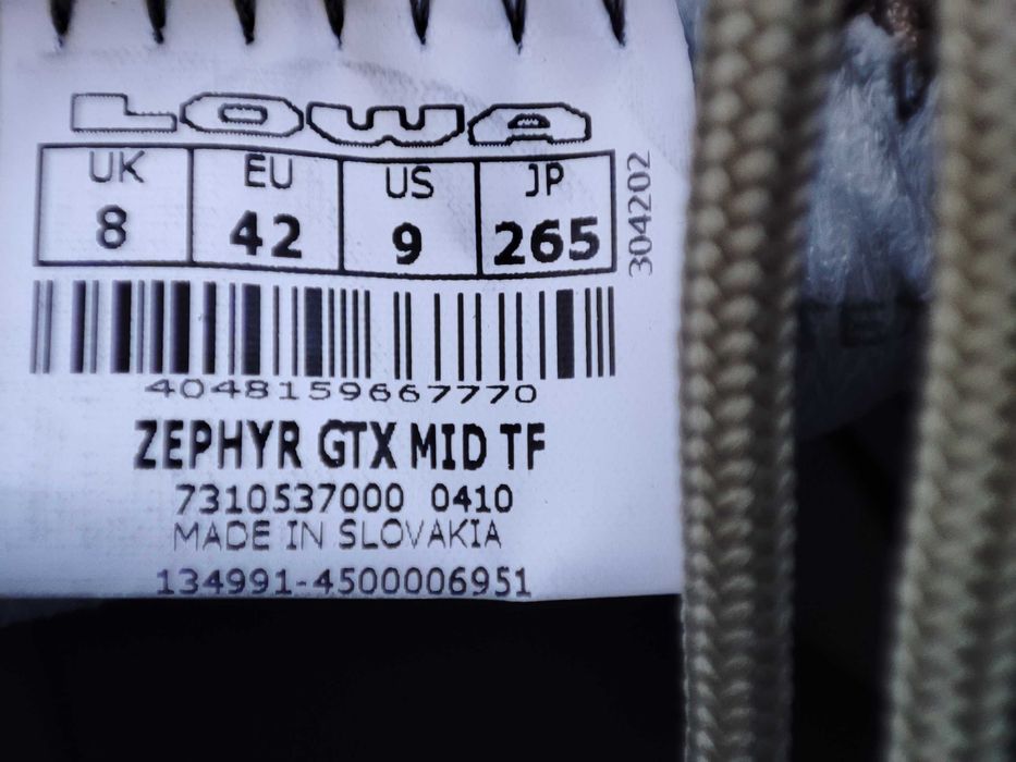 ОРИГІНАЛ100%! Черевики Lowa Zephyr GTX MID TF 7310537000 0410