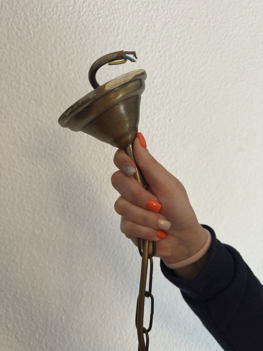 Candeeiro de teto vintage em latão, 3 luzes
