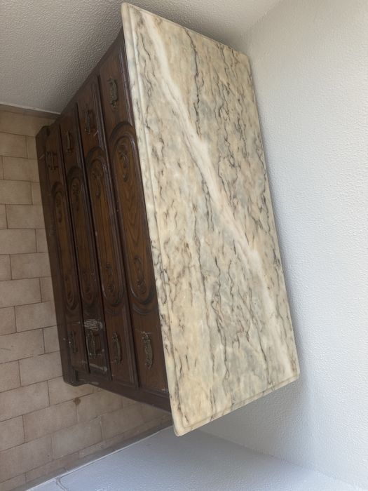 Comoda Madeira maciça c/pedra marmore