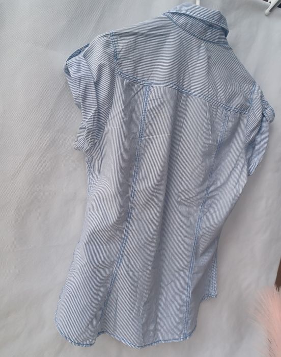 Koszula basic biała niebieska paski H&M 36 S XS must have