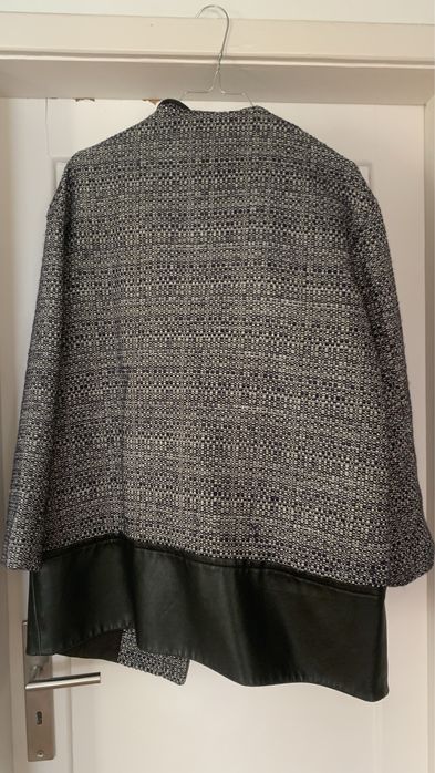 Blazer Casaco Azul mesclado fem. Club Monaco final pele carneiro T36