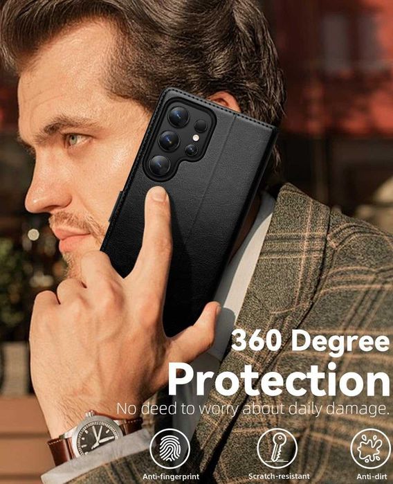 OCASE etui skórzane z klapką do Samsung Galaxy S25 Ultra RFID czarne