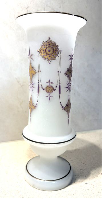 Beautiful antique French Art Nouveau jug in hand-gilded opaline glass