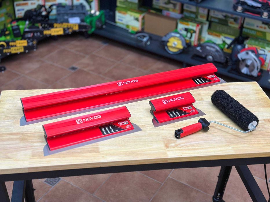 Комплект NOVQO Finish Pro, 3 Шпателя + Валик, нержавіючі, змінні леза