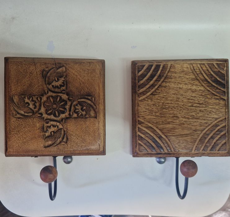 Cabides parede em madeira, par